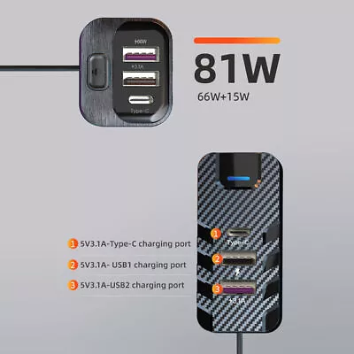 66W 6 Port Multi USB PD HUB Adapter Car Charger Dock Fast Charging Station • $10.99