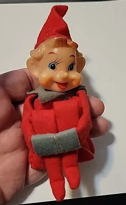 Vintage Christmas Knee Hugger Pixie Elf  Red Japan 9 1/2  Tall - Toes To Tip Hat • $19.95