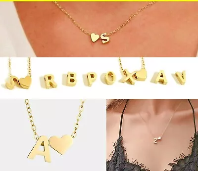 £4.49 • Buy Silver Gold Initial Alphabet Letter Women Ladies Girls Heart Chain Necklace