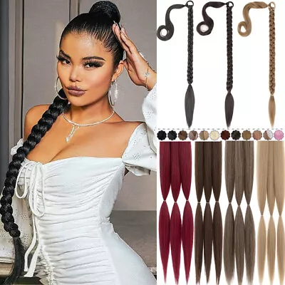 Ombre Bubble Box Braided Ponytail Hair Extensions Real Long Thick Pony Tail 34  • $11.10