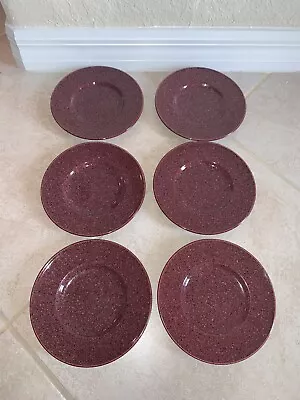 MIKASA Ultrastone Terracotta Maroon Speckle Saucer Plate Set Of 11 NEW • $10