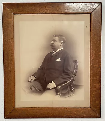 Ca. 1908 President Wm. H. Taft - Large Photograph In Mission Style Oak Frame • $65