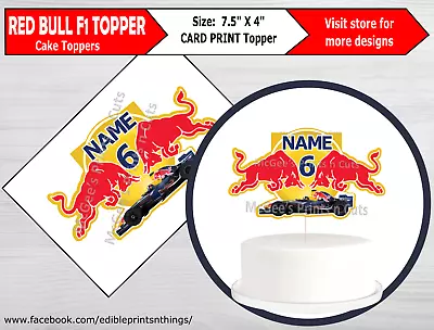 F1 Redbull Personalised 3d Name Age Car High Quality Card Cake Topper Decoration • £6.95