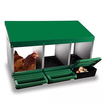 Eggluuz Chicken Nesting Box 3 Holes Roll Away Metal Chickens Egg Laying Nest ... • $83.32