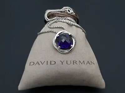 David Yurman Sterling Silver 925 Infinity 14mm Amethyst Pendant Necklace 18chain • $199