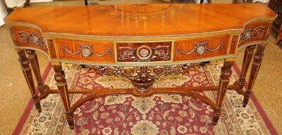 Gorgeous Paint Decorated Burled & Satinwood Adams Style Buffet Server Sideboard • $4950