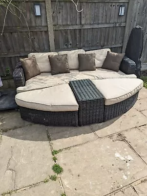 Garden Furniture Day Bed Thick Rattan Brown • £300