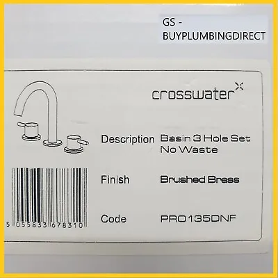 Crosswater PRO135DNF Basin 3 Hole Brushed Brass Brand New Sealed Clearance • £299.99