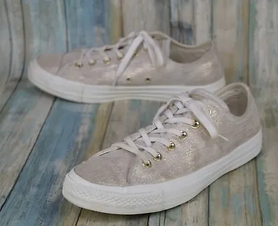 Converse CTAS White Gold Precious Metal Lo Women's 10 Egret Metallic 561647C • $48