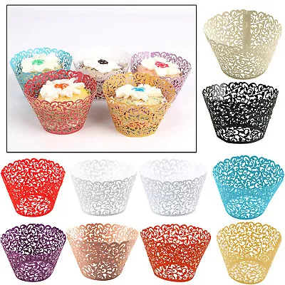 £4.29 • Buy Lace Laser Cut Cupcake Wrapper Wraps Cases Filigree Vine Muffin Birthday Wedding