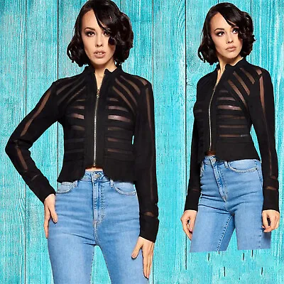 Coachella Mesh Knit Long Sleeve Faux Suede Leather Moto Biker Jacket MJ5105BK • $43.95