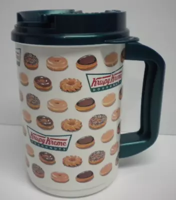 Krispy Kreme Doughnuts Travel Coffee Mug Cup W/ Lid Advertising Fastfood Green • $18.99