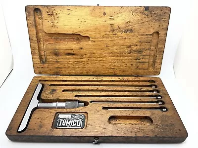 *NICE* Vintage Tumico D-4-6 Depth Micrometer Tube Mic W/ 5 Rods & Wood Case • $49.98