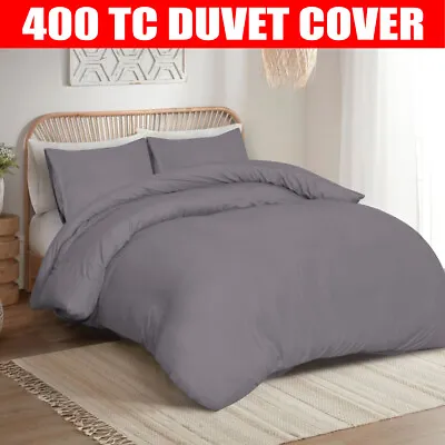 100% Egyptian Cotton Duvet Quilt Cover 400TC Bedding Set With Pillow Cases • £16.99