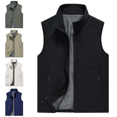 Men Outwear Jacket Regular Waistcoat Tops Fit Full Zip Travel Sleeveless Vest • $15.81