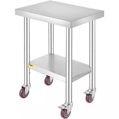 Rolling Stainless Steel Top Kitchen Work Table Cart + Casters Shelving 18 X24  • $76.99