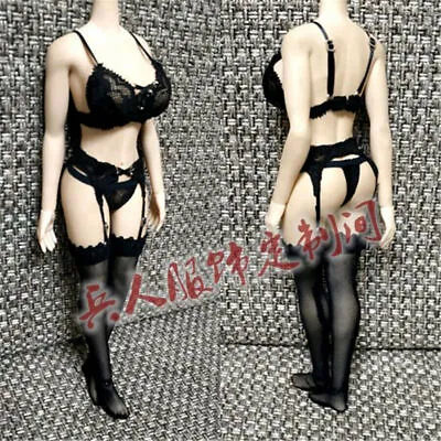 1/6 Female Black Bra Suspend Stocking Underwear Set Fit 12  PH TBL Action Figure • $51.99