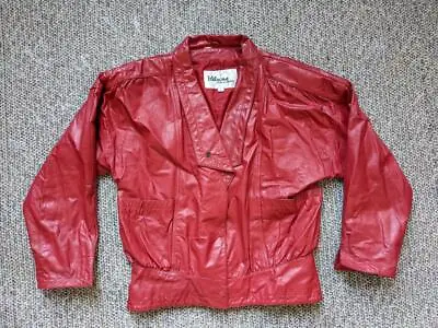 Vintage 1980s Michael Jackson LEATHER Hip-hop L Wilsons RED Jacket 1990s Moto • $29.95