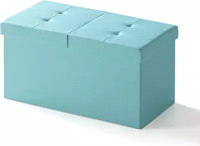 Mellow Folding Box Chest With Smart Lift Top Upholstered Tufted Ottomans Bench   • $51.36