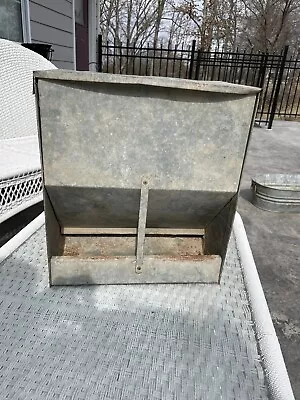 Vintage  Chicken Feeder Metal Box Galvanized ~ Primitive ~ Flower Planter RUSTIC • $22.95