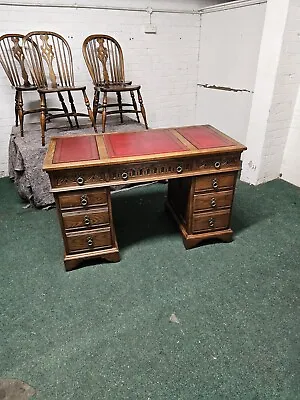 Old Charm Oak Furniture Delightful Pedestal Desk/campaign/writing/captains Desk • £650