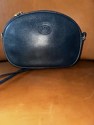 Vintage GUCCI Pebbled  Leather Navy Blue Crossbody Bag Purse RARE • $199