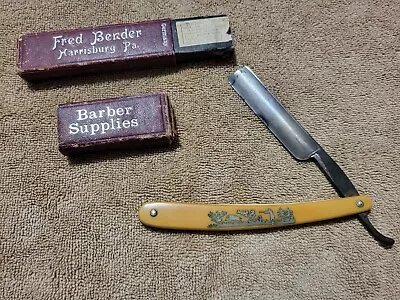 Vintage Rare W H Morley & Sons Clover Straight Razor Boar Hunter Handle Germany • $22