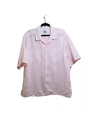 Linea Uomo Shirt Men's Large Linen Pink Shirt Short Sleeves Button Down • $25