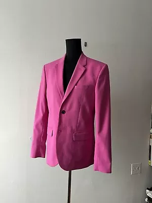 H&M Man Mens Skinny Fit Hot Pink Barbie Suit Size 38R Single Breasted Used Once • $35