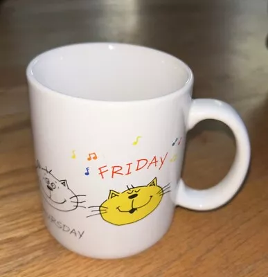 Hallmark Cat Faces Days Of Work Week Coffee Mug Monday To Friday Grumpy To Happy • $13.50