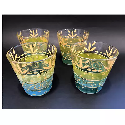 Italian Mid Century Modern Whiskey Drinking Juice Glasses Cerve Blue Yellow • $30.90