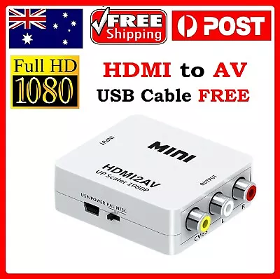 HDMI To AV Converter Output Digital To RCA Audio Video Input Composite Adapter • $14.99