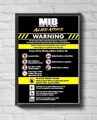 Men In Black Alien Attack Universal Studios Florida Warning Sign Poster • $18.99