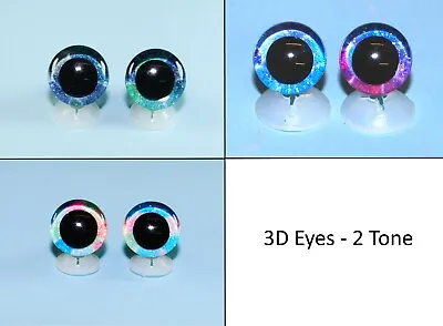 3D EYES - 2 TONE With PLASTIC BACKS Teddy Bear Soft Toy Doll Animal Glitter Eyes • £3.70