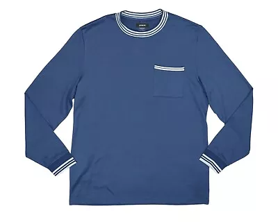Alfani Striped Crew Neck Long Sleeve Men's T-Shirt L NWT Blue Night • $24.95