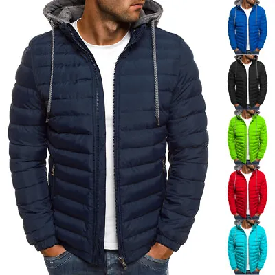 Men Hoodie Bubble Coat Puffer Comfy Jacket Winter Warm Quilted Zip Up Outwear UK • $24.78