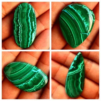 4 Pcs Natural Malachite Chrysocolla Top Quality 35mm-46mm Cabochon Gemstones Lot • $29.95