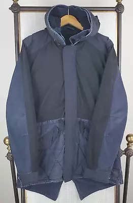 SCOTCH & SODA Size Large Mens Mixed Blue Denim Hooded Fishtail Parka Jacket Coat • $184.30