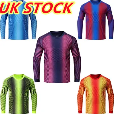 Boys Padded Goalie Shirt Stylish Print Long Sleeve Goalkeeper Football T-Shirts • £17.49