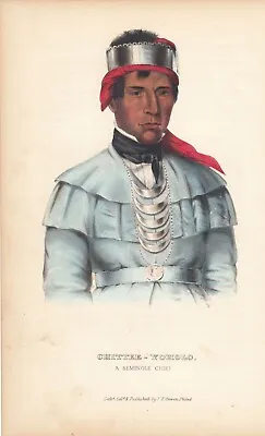 Rare McKenney And Hall Octavo Portrait Print 1855: CHITTEE-YOHOLO. Seminole. • $99.99