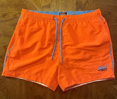 Men's SUPERDRY Orange Drawstring Swimming Shorts Trunks US Size 2XL • $22.49