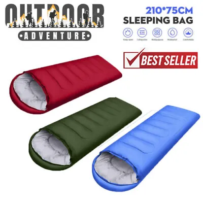 4 Season Single Sleeping Bag Waterproof Outdoor Camping Hiking Envelope Zip Bags • £11.49