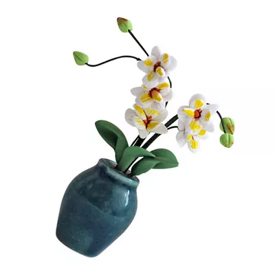  Ceramics Magnolia Potted Plant Small Bonsai Model Mini Artificial Flowers • £8.82