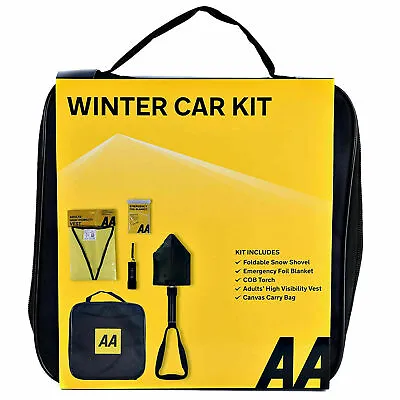 AA Winter Car Emergency Kit Folding Snow Shovel Torch Foil Blanket & Hi-Vis Vest • £18.55