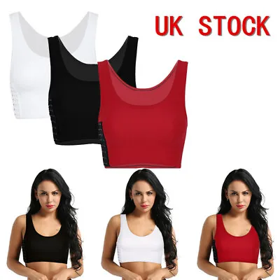£9.46 • Buy UK Women's Chest Binder Sport Bra Workout Breathable Corset Crop Tops Tank Vest
