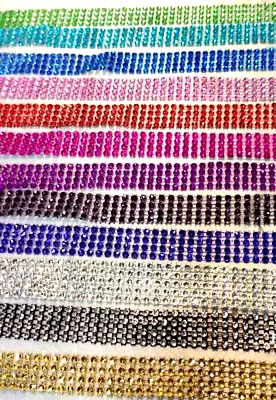 £3.99 • Buy 2 Meters X Diamante Trim Crystal Effect Bling Rhinestone Ribbon Mesh Crystal