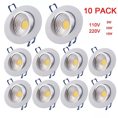 10PC 7W/9W/12W COB LED Chip Dimmable Recessed Ceiling Light Spotlight US • $16.99