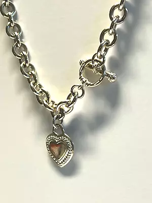 Judith Ripka 18  .925 Sterling Rolo Type Chain With Heart Pendant • $135