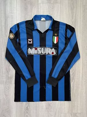 Vintage Uhlsport Inter Milan Longsleeve Jersey 1990 - 1991 Season Home 2 Kit • £197.22