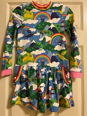 Mini Boden Rainbow And Dragons Sweatshirt Dress Girls Size 9-10 • $24.99